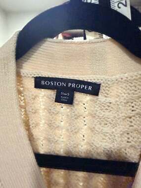 Boston Proper Pearl Embellished Cable Knit Cardigan Size S